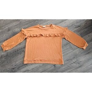 Womens 1X Ruffle Long Sleeve Pullover Sweater Fall Halloween Weekend Cozy Casual
